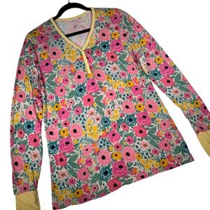 Little Sleepies Luna Luxe Floral Long Sleeve Henley Pajama Top‎ Medium